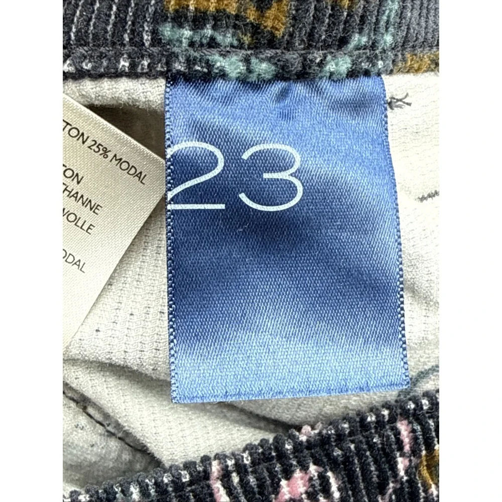 Anthropologie Pilcro The Icon Flare Low Rise Navy Corduroy Print Jeans Size 23 - Picture 12 of 13